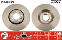 TRW DF4849S - Disco de freno - TRW SINGLE