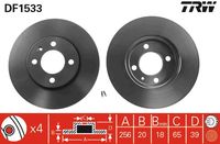 TRW DF1533 - Lado de montaje: Eje trasero<br>Superficie: barnizado<br>Tipo de disco de frenos: macizo<br>Diámetro exterior [mm]: 226<br>Espesor de disco de frenos [mm]: 10<br>Espesor mínimo [mm]: 8<br>Altura [mm]: 71<br>Diámetro de centrado [mm]: 39,8<br>Número de orificios: 4<br>Medida de rosca: M12 x 1,50<br>corona de agujeros - Ø [mm]: 100<br>Color: negro<br>