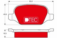 TRW GDB1396DTE - Lado de montaje: Eje trasero<br>año construcción hasta: 07/2004<br>Restricción de fabricante: TRW<br>Ancho [mm]: 95,8<br>Altura [mm]: 43,9<br>Espesor [mm]: 16,5<br>Contacto avisador de desgaste: no preparado para indicador de desgaste<br>Artículo complementario / información complementaria 2: con tornillos pinza freno<br>Artículo complementario/Información complementaria: con accesorios<br>Homologación: E9 90R 01120/362<br>