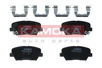 KAMOKA JQ101270 - Lado de montaje: Eje trasero<br>Contacto avisador de desgaste: con avisador acústico de desgaste<br>Artículo complementario/Información complementaria: con accesorios<br>Sistema de frenos: Akebono<br>Ancho [mm]: 100<br>Altura [mm]: 41<br>Espesor [mm]: 15<br>