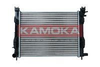 KAMOKA 7705105 - Diámetro de salida 1 [mm]: 35<br>Calidad: ALTERNATIVO<br>Diámetro de entrada 1 [mm]: 35<br>Tipo radiador: Aletas refrigeración soldadas<br>Restricción de fabricante: CALSONIC<br>Profundidad de red [mm]: 26<br>Longitud de red [mm]: 511<br>Ancho de red [mm]: 408<br>Material: Aluminio<br>Material: Plástico<br>