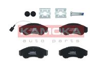 KAMOKA JQ1012958 - Lado de montaje: Eje delantero<br>Contacto avisador de desgaste: con contacto avisador de desgaste<br>Sistema de frenos: Brembo<br>Ancho [mm]: 141<br>Altura [mm]: 66<br>Espesor [mm]: 19<br>Número de indicadores de desgaste [por eje]: 1<br>Longitud contacto de aviso [mm]: 155<br>