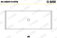 GLYCO 0138674STD - Código de motor: BBZ<br>Ancho [mm]: 18,5<br>Propiedad química: sin plomo<br>Artículo complementario / información complementaria 2: Aleación de aluminio sobre base de acero<br>Nº de componente: 01-3867<br>para un diám. de eje de [mm]: 47,76<br>diám. del eje [mm]: 47,78<br>para diám. carcasa de [mm]: 50,6<br>Diám. carcasa [mm]: 50,61<br>para un juego de cojinete de [mm]: 0,02<br>juego del cojinete [mm]: 0,06<br>dimensión inferior [mm]: 0,25<br>