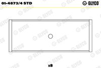 GLYCO 0148734STD - Código de motor: CBZB<br>Nº de componente: 01-4873<br>dimensión inferior [mm]: 0,25<br>