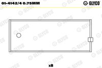 GLYCO 0141424075MM - Código de motor: NBA<br>Nº de componente: 3460RA<br>dimensión inferior [mm]: 0,5<br>