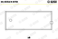 GLYCO 0141424STD - Código de motor: LAR<br>Nº de componente: 3460RA<br>dimensión inferior [mm]: 0,75<br>