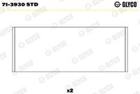 GLYCO 713930STD - Código de motor: DFSF<br>año construcción desde: 11/2015<br>Nº de componente: 71-3930<br>Versión: upper half bearing<br>dimensión inferior [mm]: 0,5<br>