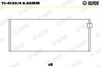 GLYCO 7141304050MM - Código de motor: 8140.43S (F28DTCR)<br>Nº de componente: 71-4130<br>sobremedida [mm]: 0,25<br>dimensión inferior [mm]: 0,25<br>