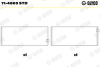 GLYCO 714805STD - Código de motor: B47 D20 A<br>Nº de componente: 71-4805<br>Versión: upper half bearing<br>sobremedida [mm]: 0,25<br>dimensión inferior [mm]: 0,25<br>