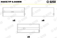 GLYCO H0057P050MM - Código de motor: WS 242 M<br>nº de motor desde: 65302<br>Versión: F Series<br>Posición/Grado: 1<br>Posición/Grado: 2,3,5,6<br>Posición/Grado: 4,7<br>Nº de componente: 72-3632<br>Nº de componente: 72-3633<br>Nº de componente: 72-3634<br>dimensión inferior [mm]: 0,25<br>