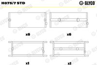 GLYCO H0757STD - Código de motor: OM 457.910<br>Posición/Grado: 1-6<br>Posición/Grado: 7<br>Superficie: Pulverización catódica (atomización)<br>Nº de componente: 72-3894<br>Nº de componente: 72-3895H<br>Versión: lower half bearing<br>dimensión inferior [mm]: 0,5<br>
