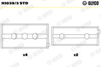 GLYCO H10393STD - Código de motor: 09 NCA<br>Posición/Grado: 1,3<br>Posición/Grado: 2<br>Nº de componente: 62006RA<br>Nº de componente: 62007RA<br>dimensión inferior [mm]: 0,25<br>