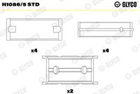 GLYCO H10865STD - Código de motor: RKA<br>Posición/Grado: 1,2,4,5<br>Posición/Grado: 3<br>Nº de componente: 4136RA<br>Nº de componente: 4137RAH<br>dimensión inferior [mm]: 0,25<br>