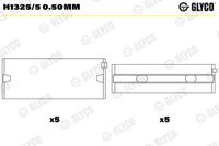 GLYCO H13255050MM - Código de motor: CDGA<br>Posición/Grado: 1-5<br>Nº de componente: 02-4929<br>dimensión inferior [mm]: 0,25<br>