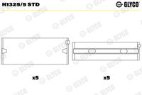 GLYCO H13255STD - Código de motor: CDGA<br>Posición/Grado: 1-5<br>Nº de componente: 02-4929<br>dimensión inferior [mm]: 0,5<br>