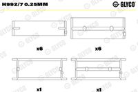 GLYCO H9927025MM - Código de motor: D 2866 LUH 28<br>año construcción desde: 06/1999<br>Posición/Grado: 1-7<br>Nº de componente: 72-4527<br>Nº de componente: G-188<br>