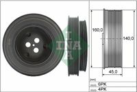 Schaeffler INA 544013110 - Equipamiento de vehículo: para vehículos con climatizador<br>Espesor [mm]: 50<br>Diámetro interior [mm]: 12,5<br>Diámetro exterior 1 [mm]: 145<br>Diámetro exterior 2 [mm]: 167<br>Número de nervaduras: 8<br>Peso [kg]: 2,690<br>Parámetro: 6PK + 4PK<br>