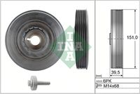 Schaeffler INA 544009020 - Unidades accionadas: Alternador<br>Diámetro [mm]: 150<br>Diámetro [mm]: 155<br>Ancho [mm]: 26<br>Peso [kg]: 1,33<br>Número de nervaduras: 6<br>Diámetro interior [mm]: 26<br>Vibración: con amortiguador de vibraciones<br>Artículo complementario / información complementaria 2: con tuerca<br>