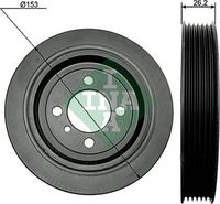 Schaeffler INA 544009310 - Unidades accionadas: Alternador<br>Diámetro [mm]: 153,2<br>Peso [kg]: 2,03<br>Número de nervaduras: 6<br>Diámetro interior [mm]: 40<br>Vibración: con amortiguador de vibraciones<br>peso [g]: 2030<br>