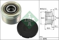 Schaeffler INA 535003910 - Peso [kg]: 0,44<br>Número de nervaduras: 6<br>Diámetro interior [mm]: 17<br>Diámetro exterior [mm]: 54<br>corona de agujeros - Ø [mm]: 17<br>peso [g]: 440<br>Profundidad [mm]: 11<br>Altura de montaje [mm]: 0,2<br>Rosca 1: 16x1,5<br>Long. 3 [mm]: 15,5<br>