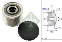 Schaeffler INA 535014110 - Limitación del fabricante alternador trifásico: Bosch<br>Diámetro interior [mm]: 17<br>Diámetro exterior [mm]: 53<br>Número de nervaduras: 7<br>Peso [kg]: 0,344<br>Artículo complementario / información complementaria 2: con tapa<br>