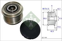 Schaeffler INA 535015410 - para n° fabricante: F-550181.XX<br>para n° fabricante: F-557755.XX<br>para n° fabricante: F-552973.XX<br>Número de canales: 6<br>Distancia del primer canal [mm]: 17,5<br>Ancho [mm]: 43,6<br>Diámetro 1/Diámetro 2 [mm]: 55,0/17,0<br>Artículo complementario / información complementaria 2: se requiere herramiente especial para montaje<br>SVHC: No existen sustancias SVHC<br>