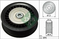 Schaeffler INA 532067810 - Equipamiento de vehículo: para vehículos sin aire acondicionado<br>Ancho de la superficie de contacto de los rodillos [mm]: 27<br>Ancho [mm]: 27<br>Diámetro interior [mm]: 8<br>Diámetro exterior [mm]: 131,5<br>Material: Metal<br>Número de nervaduras: 6<br>Peso [kg]: 0,935<br>Artículo complementario/Información complementaria: con soporte<br>