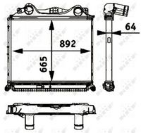 NRF 30205 - Longitud de red [mm]: 892<br>Ancho de red [mm]: 665<br>Profundidad de red [mm]: 64<br>