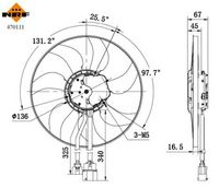 NRF 470111 - Lado de montaje: derecha<br>Calefacción / Refrigeración: Ventilador simple<br>Artículo complementario / información complementaria 2: sin bastidor de ventilador radiador (armazón)<br>