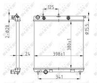 NRF 50429A - Material: Aluminio<br>Longitud de red [mm]: 398<br>Ancho de red [mm]: 380<br>Profundidad de red [mm]: 26<br>Artículo complementario / información complementaria 2: con junta tórica<br>Tipo radiador: Aletas refrigeración soldadas<br>