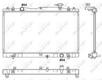 NRF 53062 - Diámetro de salida 1 [mm]: 34<br>Calidad: Premium<br>Diámetro de entrada 1 [mm]: 34<br>Tipo radiador: Aletas refrigeración soldadas<br>Restricción de fabricante: DENSO<br>Profundidad de red [mm]: 16<br>Longitud de red [mm]: 400<br>Ancho de red [mm]: 752<br>Material: Aluminio<br>Material: Plástico<br>