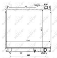 NRF 53913 - Clase de caja de cambios: Automática, 4 vel.<br>Material aletas refrigeradoras: Aluminio<br>Profundidad de red [mm]: 16<br>Longitud de red [mm]: 425<br>Ancho de red [mm]: 518<br>Ø entrada [mm]: 34<br>Ø salida [mm]: 34<br>Tipo radiador: Aletas refrigeración soldadas<br>Artículo complementario / información complementaria 2: sin depósito de compensación<br>Artículo complementario/Información complementaria: con enfriador de aceite<br>Artículo complementario/Información complementaria: sin junta<br>Material depósitos de agua (radiador): Plástico<br>