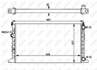 NRF 54657 - año construcción hasta: 02/1998<br>Equipamiento de vehículo: para vehículos con climatizador<br>Clase de caja de cambios: Caja de cambios manual, 5 marchas<br>Material: Aluminio<br>Longitud de red [mm]: 628<br>Ancho de red [mm]: 377<br>Profundidad de red [mm]: 34<br>Tipo radiador: Aletas refrigeración unidas mecánicamente<br>