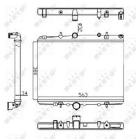 NRF 58303A - Clase de caja de cambios: Caja de cambios manual, 5 marchas<br>Material: Aluminio<br>Longitud de red [mm]: 554<br>Ancho de red [mm]: 380<br>Profundidad de red [mm]: 29<br>para OE N°: 133371<br>Artículo complementario / información complementaria 2: con junta tórica<br>Tipo radiador: Aletas refrigeración soldadas<br>