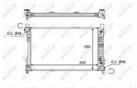 NRF 58390 - año construcción desde: 08/2007<br>Clase de caja de cambios: Caja de cambios manual, 6 marchas<br>N.º de chasis (VIN) desde: F239100<br>Material: Aluminio<br>Calefacción / Refrigeración: para vehículos con radiador combinado agua/aceite<br>Longitud de red [mm]: 650<br>Ancho de red [mm]: 415<br>Profundidad de red [mm]: 18<br>Tipo radiador: Aletas refrigeración soldadas<br>