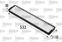 VALEO 698168 - Calefacción / Refrigeración: para vehículos con filtro de carbón activado<br>Tipo de filtro: Filtro de carbón activado<br>Longitud [mm]: 509<br>Ancho [mm]: 97<br>Altura [mm]: 35<br>Versión básica (art. n.º): 53.162.00<br>Versión de alta eficiencia con carbón activo (art. n.º): 34.119.00<br>