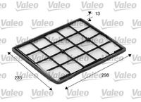 VALEO 698199 - Equipamiento de vehículo: para vehículos con climatizador<br>Tipo de filtro: Filtro antipolen<br>Longitud [mm]: 297<br>Ancho [mm]: 234<br>Altura [mm]: 13<br>