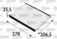 VALEO 698679 - Cantidad: 1<br>Tipo de filtro: Filtro de partículas<br>Longitud [mm]: 280<br>Ancho [mm]: 206<br>Altura [mm]: 25<br>