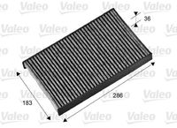 VALEO 698714 - Equipamiento de vehículo: para vehículos con climatizador (regulado manualmente)<br>Cantidad: 1<br>Tipo de filtro: Filtro de partículas<br>Longitud [mm]: 286<br>Ancho [mm]: 183<br>Altura [mm]: 36<br>