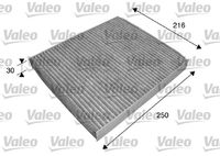 VALEO 698739 - año construcción hasta: 03/2012<br>Calefacción / Refrigeración: para vehículos sin filtro de carbón activado<br>Cantidad: 1<br>Tipo de filtro: Filtro de partículas<br>Longitud [mm]: 249<br>Ancho [mm]: 216<br>Altura [mm]: 32<br>