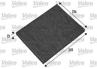 VALEO 698865 - Vehículo con dirección a la izquierda / derecha: para vehíc. dirección a la derecha<br>año construcción hasta: 05/2007<br>Tipo de filtro: Filtro de carbón activado<br>Longitud [mm]: 301<br>Ancho [mm]: 208<br>Altura [mm]: 22<br>