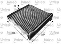 VALEO 715546 - Tipo de filtro: Filtro de carbón activado<br>Longitud [mm]: 231<br>Ancho [mm]: 231<br>Altura [mm]: 74<br>