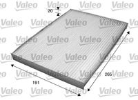 VALEO 715559 - Cantidad: 1<br>Tipo de filtro: Filtro carbón activado con polifenol<br>Propiedad química: antibacteriano<br>Tipo de filtro: con efecto fungicida<br>Tipo de filtro: con efecto antialérgico<br>Longitud [mm]: 265<br>Ancho [mm]: 191<br>Altura [mm]: 20<br>