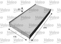 VALEO 715614 - Cantidad: 1<br>Tipo de filtro: Filtro de carbón activado<br>Longitud [mm]: 376<br>Ancho [mm]: 176<br>Altura [mm]: 48<br>