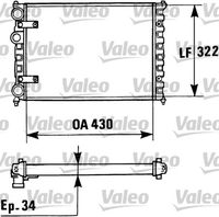 VALEO 730946 - Código de motor: AER<br>Material: Aluminio<br>Longitud de red [mm]: 430<br>Ancho de red [mm]: 322<br>Profundidad de red [mm]: 34<br>Tipo radiador: Aletas refrigeración unidas mecánicamente<br>