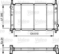 VALEO 731011 - año construcción hasta: 08/2000<br>Código de motor: RKB<br>Clase de caja de cambios: Caja de cambios manual, 5 marchas<br>Ancho de red [mm]: 388<br>Longitud de red [mm]: 620<br>Profundidad de red [mm]: 26<br>Material: Aluminio<br>Tipo de cárter/carcasa: Cubierta de metal<br>Ø entrada [mm]: 33<br>Ø salida [mm]: 33<br>Calefacción / Refrigeración: para vehículos sin radiador de aceite<br>Artículo complementario / información complementaria 2: sin regulador de refrigerante<br>Tipo radiador: Aletas refrigeración soldadas<br>Peso [kg]: 4,486<br>