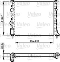 VALEO 731378 - Clase de caja de cambios: Caja de cambios manual<br>Equipamiento de vehículo: para vehículos sin aire acondicionado<br>Tipo radiador: Aletas refrigeración unidas mecánicamente<br>Profundidad de red [mm]: 23<br>Longitud de red [mm]: 430<br>Ancho de red [mm]: 378<br>Ø entrada [mm]: 32<br>Ø salida [mm]: 32<br>