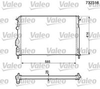 VALEO 732316 - Ancho de red [mm]: 398<br>Longitud de red [mm]: 585<br>Profundidad de red [mm]: 32<br>Material: Aluminio<br>Ø entrada [mm]: 32<br>Ø salida [mm]: 32<br>Calefacción / Refrigeración: para vehículos sin radiador de aceite<br>Artículo complementario / información complementaria 2: sin regulador de refrigerante<br>Tipo radiador: Aletas refrigeración unidas mecánicamente<br>Peso [kg]: 5,13<br>