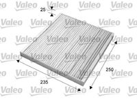 VALEO 715636 - Tipo de filtro: Filtro de partículas<br>Longitud [mm]: 250<br>Ancho [mm]: 235<br>Altura [mm]: 25<br>Versión con carbón activo (art. n.º): 54.269.00<br>Versión de alta eficiencia con carbón activo (art. n.º): 34.269.00<br>