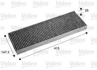 VALEO 715675 - año construcción hasta: 06/2000<br>Cantidad: 1<br>Tipo de filtro: Filtro de partículas<br>Longitud [mm]: 410<br>Ancho [mm]: 144<br>Altura [mm]: 25<br>